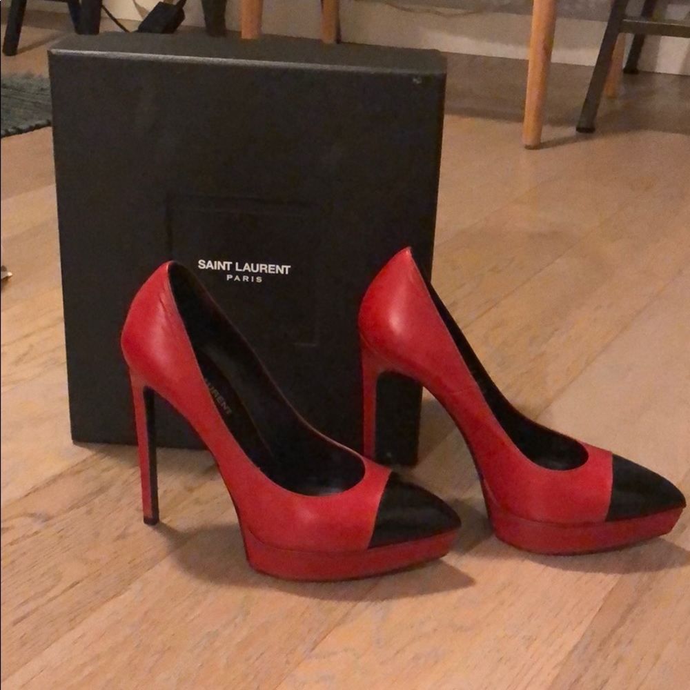 Saint Laurent Mat Nappa Glossy Red Heels